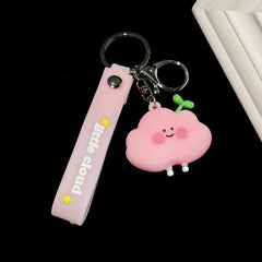 Cartoon Rubber Doll Grass Cloud Key Chain Bag Pendant for Students