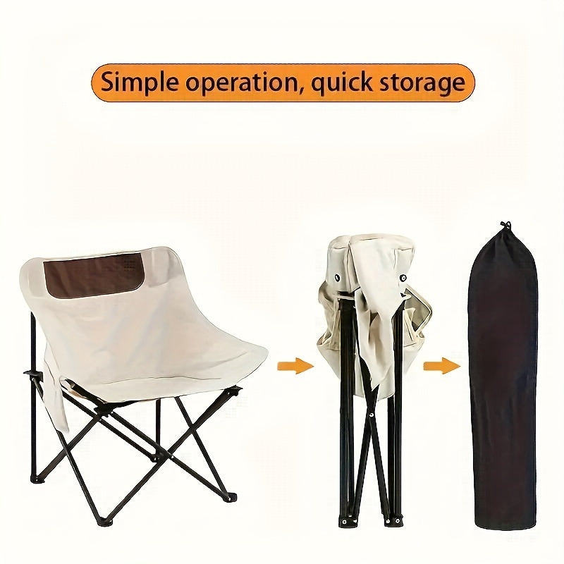 Portable Folding Camping Chair Outdoor Moon Chair With Storage Bag
