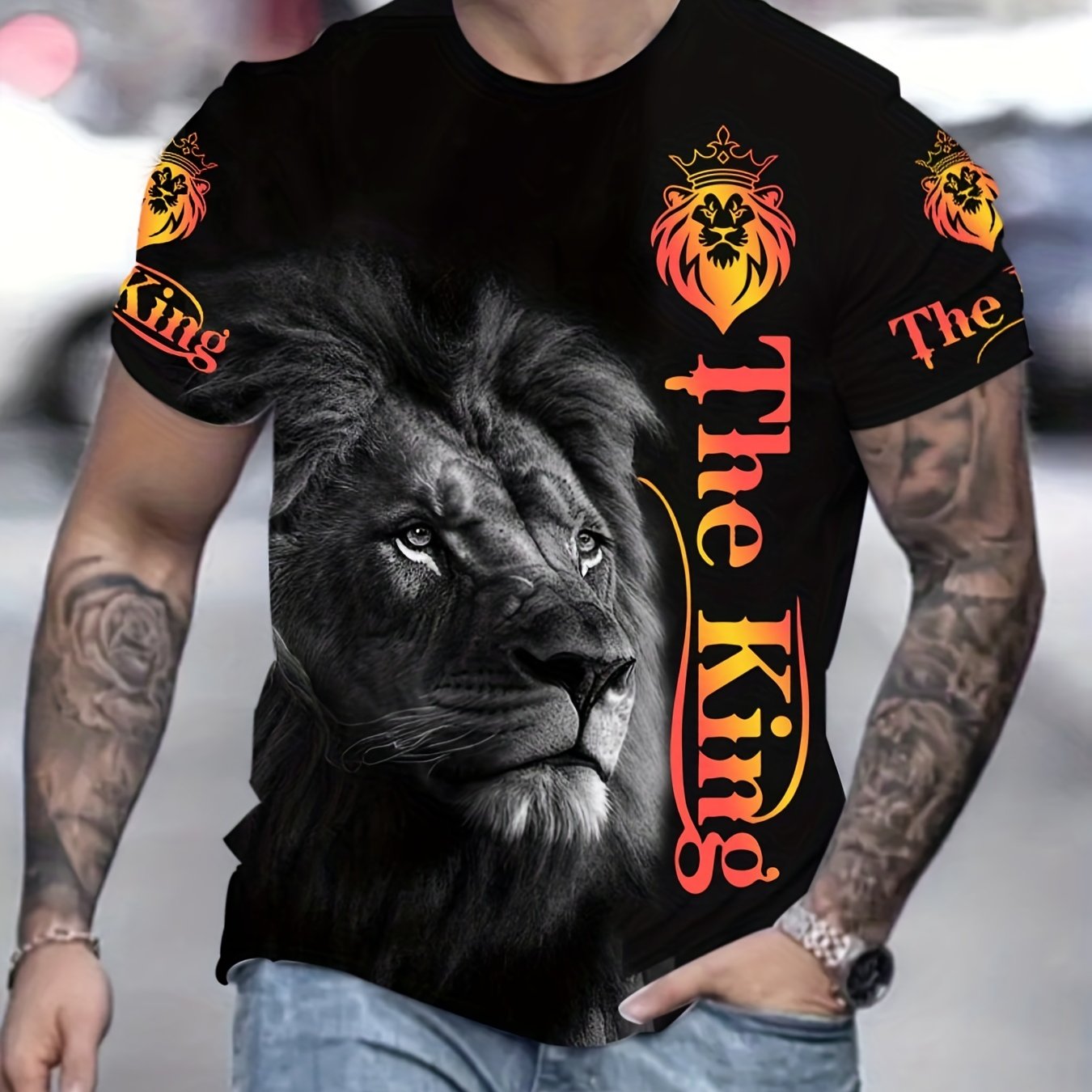 Lion & The KING Men's Graphic Crew Neck T shirt