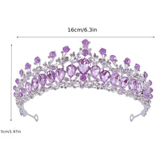 Purple Rhinestone Bridal Crown Princess Crystal Headband Hair Accessories