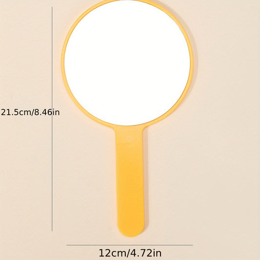Yellow Round Hand Mirror Makeup Mirror Travel Portable Cosmetic Mirror