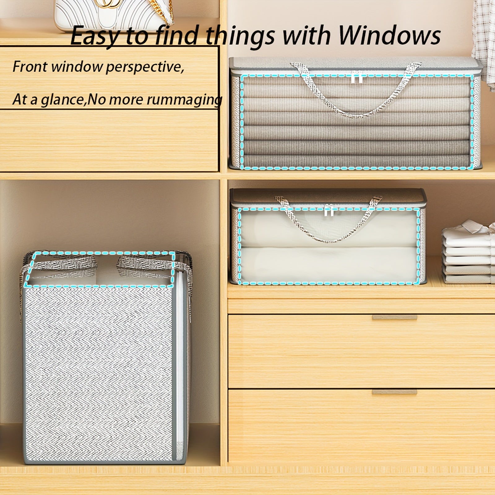 Clothes Storage Bag With Handles Non Woven Fabric Clothes Bag With Window
