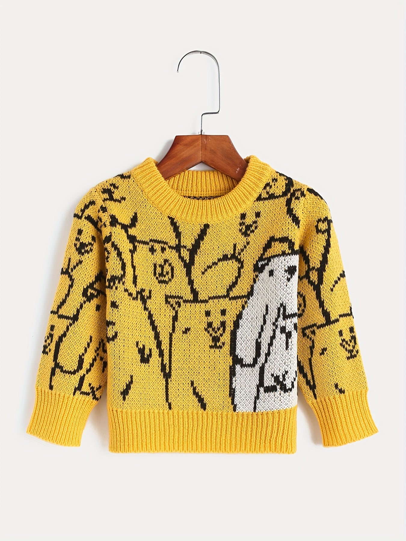 Kids Jacquard Long Sleeve Knitted Pullover Sweater