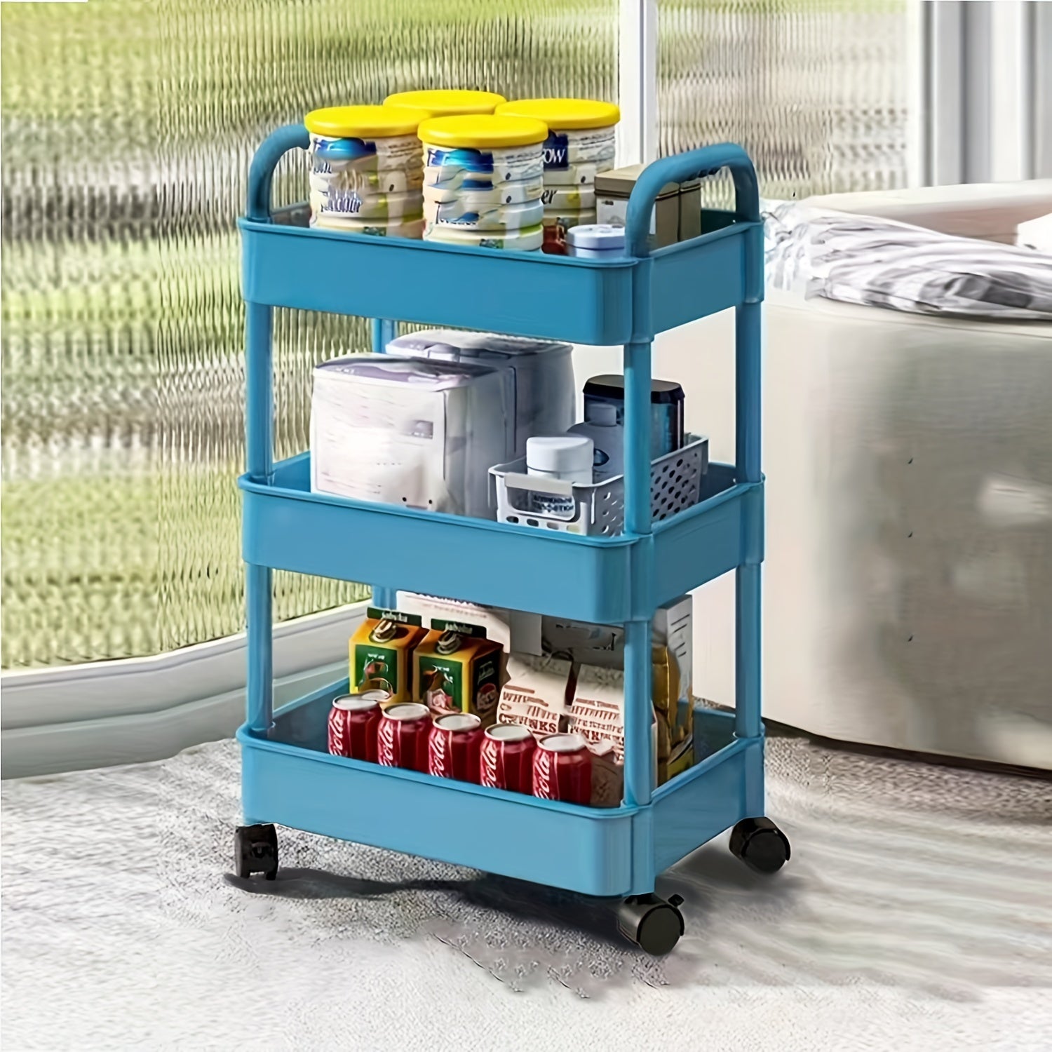 Kitchen Utility Cart with Wheels Plastic Storage Cart