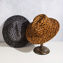 Fashionable Charm Bell Shaped Big Brim Jazz Hat Male Leopard Ring Decoration