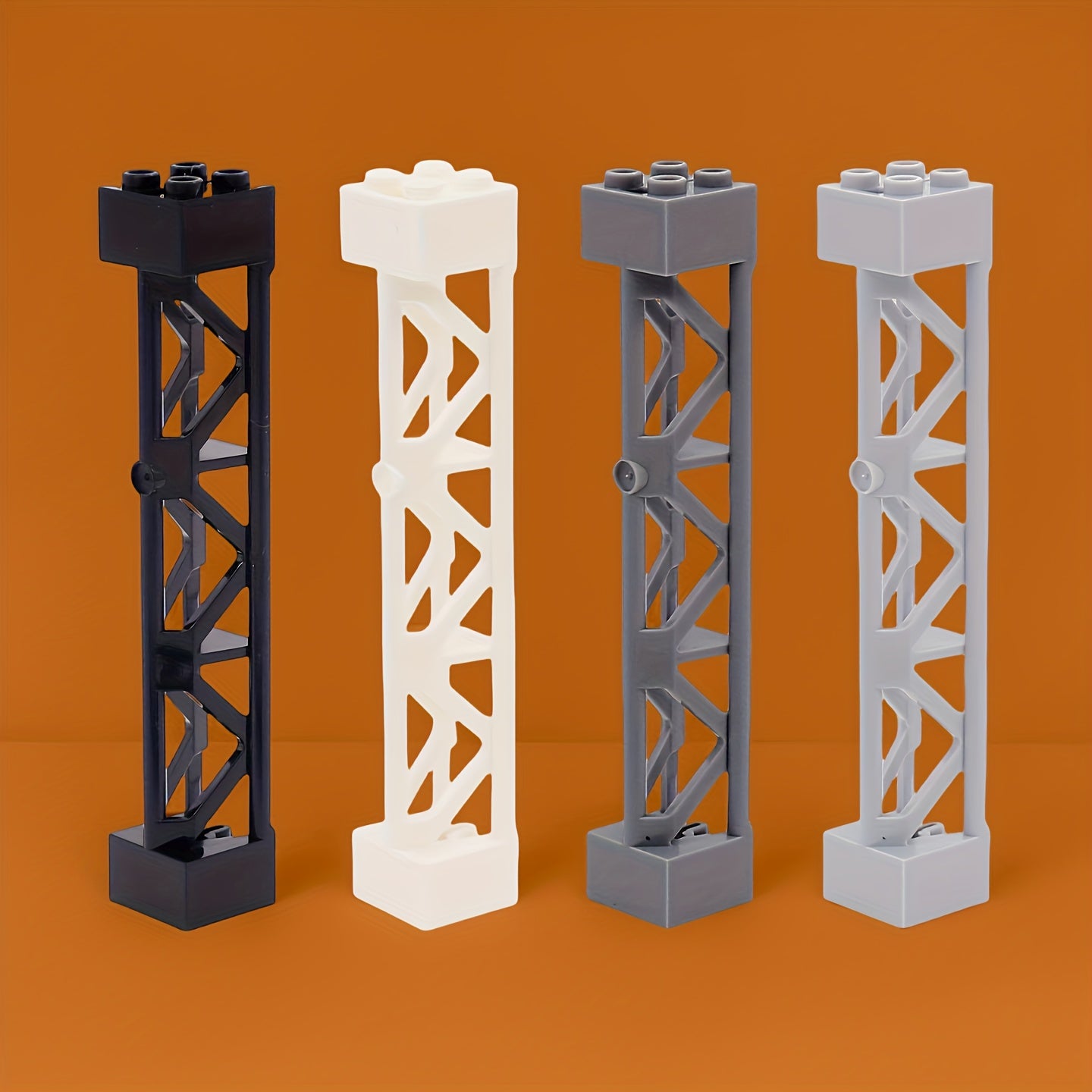 8 ABS Building Blocks 2x2x10 Support Poles and Brackets
