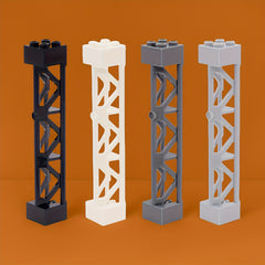 8 ABS Building Blocks 2x2x10 Support Poles and Brackets