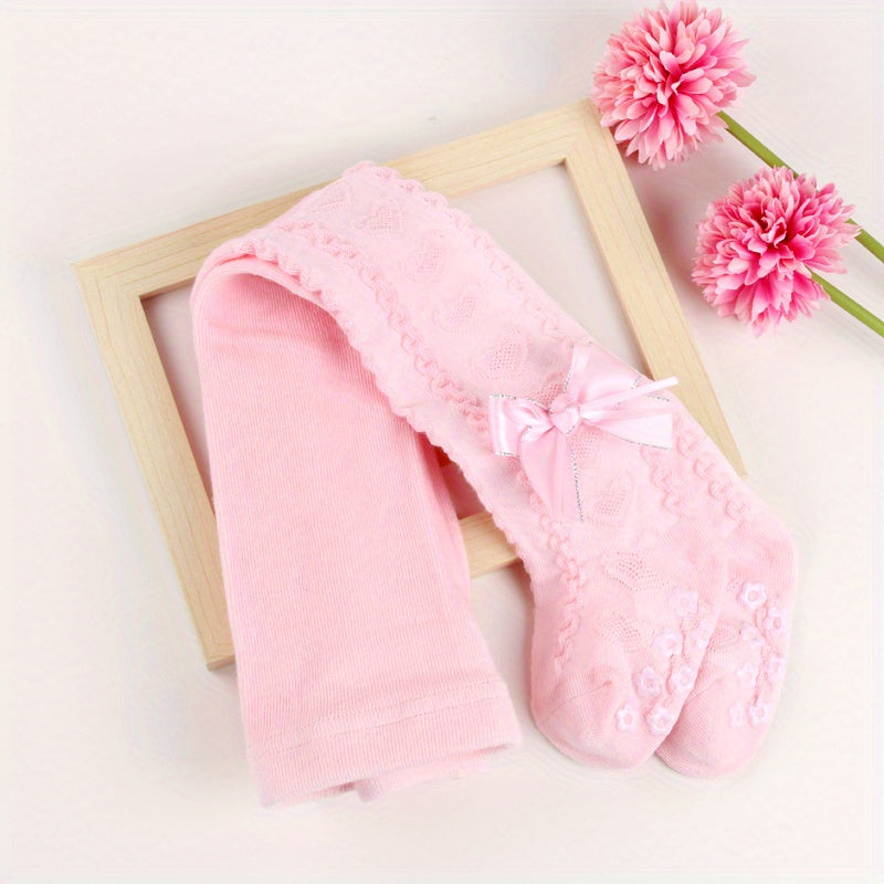 Girl's Non-slip Pantyhose with Bow Decoration
