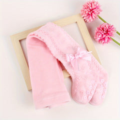 Girl's Non-slip Pantyhose with Bow Decoration
