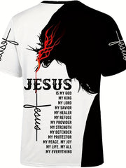 Men's Jesus Print T shirt Casual Breathable 3D Print Tee