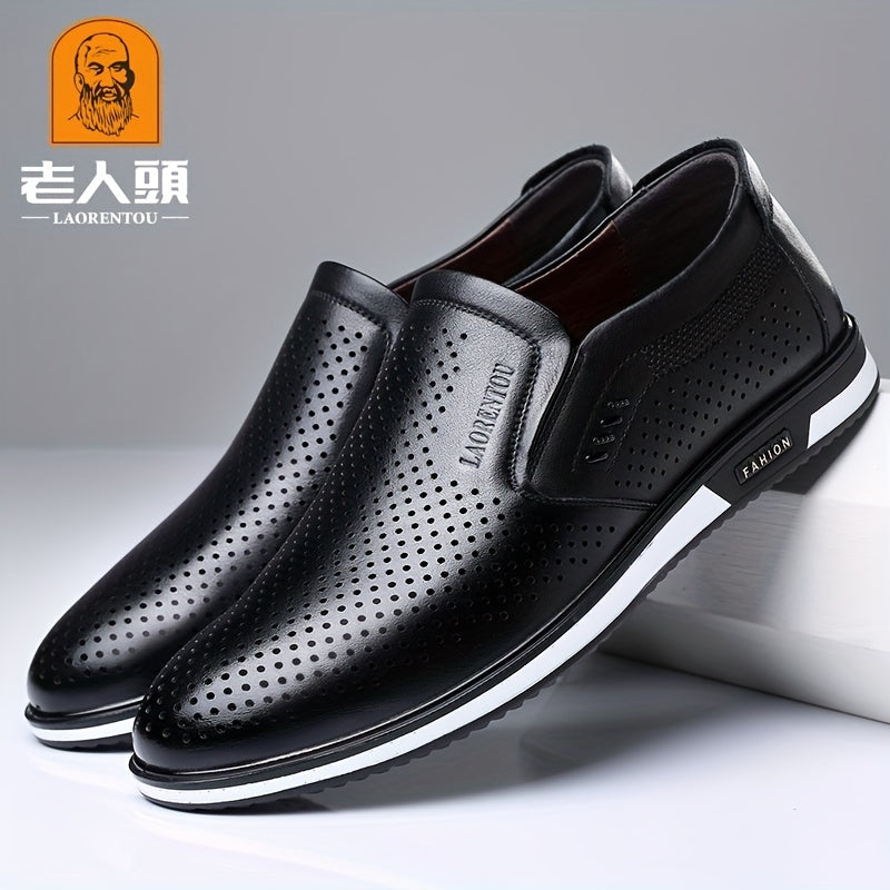 LAORENTOU Men's Slip On Leather Formal Shoes Business Non Slip Shoes