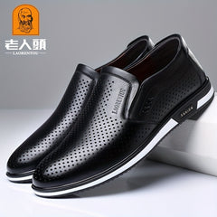 LAORENTOU Men's Slip On Leather Formal Shoes Business Non Slip Shoes