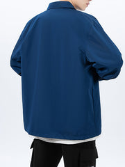 Stylish Snap Button Up Lapel Coat for Men