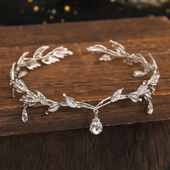 Vintage Crystal Rhinestone Leaf Tiara Crown Headband Hair Accessories