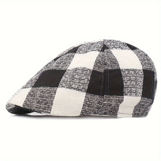 Plaid Newsboy Cap Beret Hat For Men