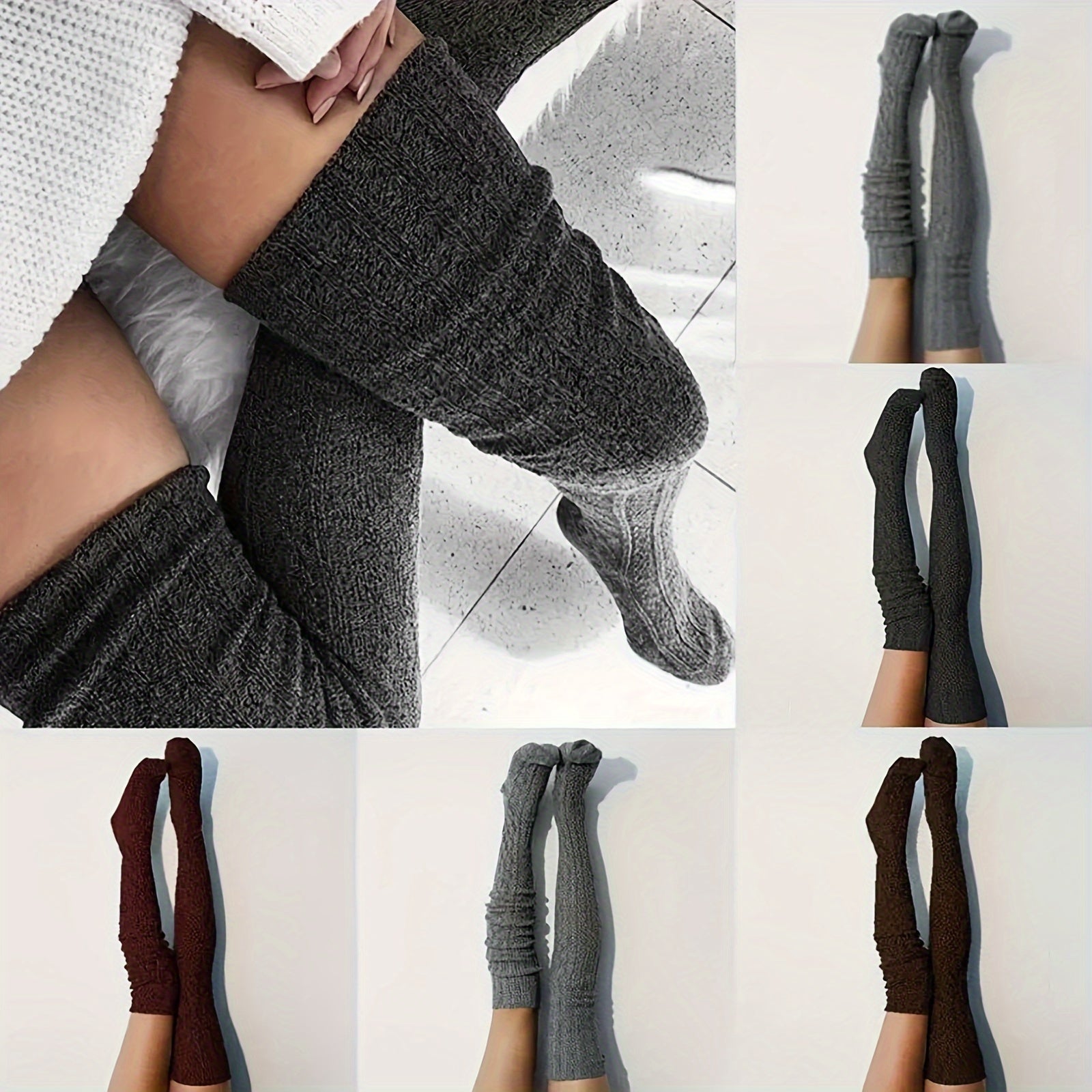 Knit Cable Over Knee Socks - Warm & Stylish Winter High Stockings