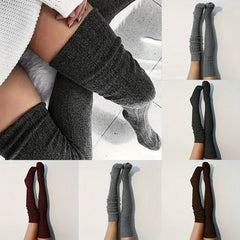 Knit Cable Over Knee Socks - Warm & Stylish Winter High Stockings