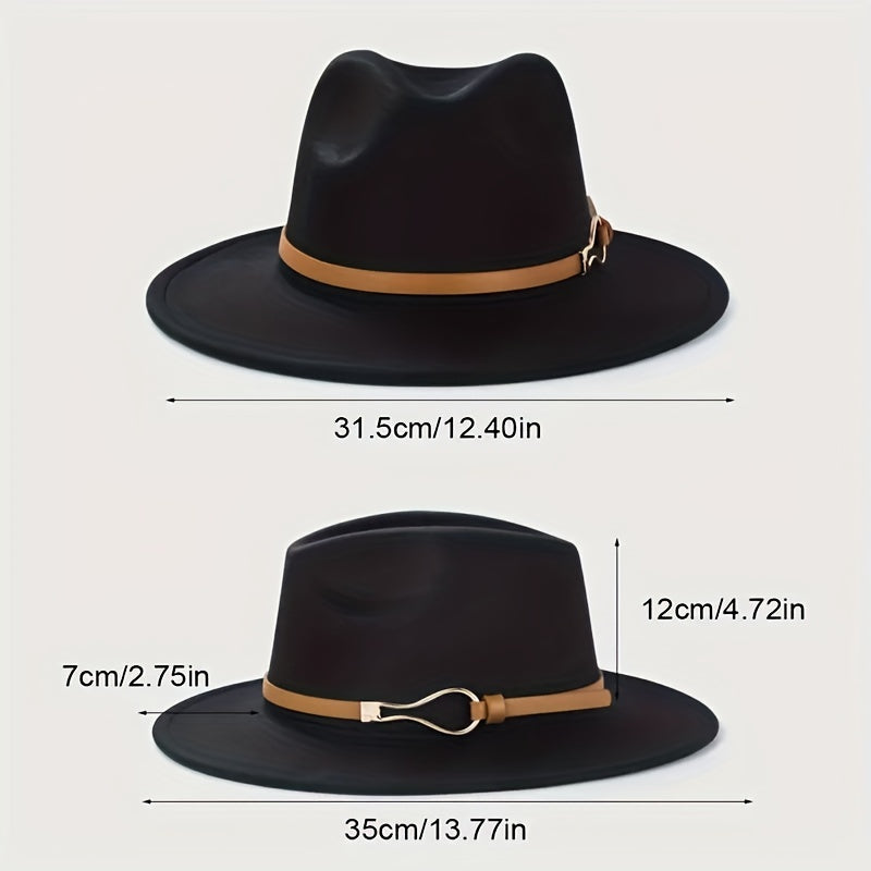 Wide Brim Leather Belt Hat British Style Sun Hat