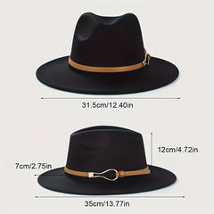 Wide Brim Leather Belt Hat British Style Sun Hat