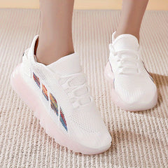 Women's Knitted Sports Shoes Lace Up Running Tennis Sneakers