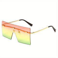 Oversized Square Rimless Sunglasses UV400
