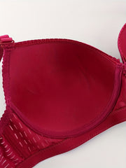 2 Pack Plus Size Bra Set Women's Plus Molded Cup Underwire Bow Bra