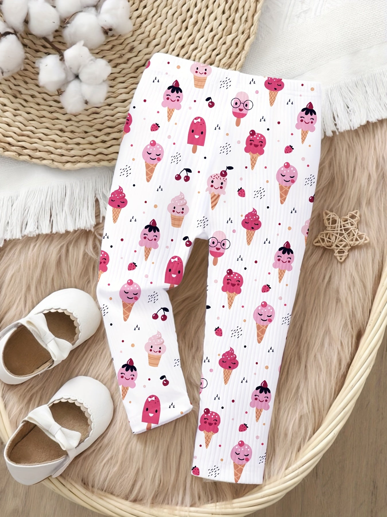 Pastry Graphic Baby Girls Leggings Casual Pants