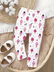 Pastry Graphic Baby Girls Leggings Casual Pants