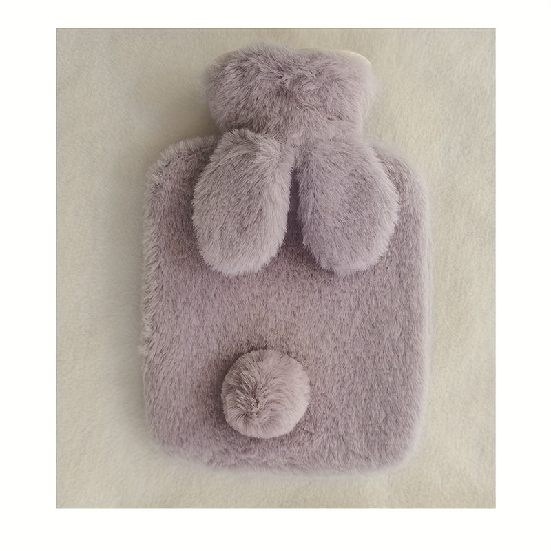 500ml Winter Warm Water Bag Plush Cover Rabbit Hand Warmer