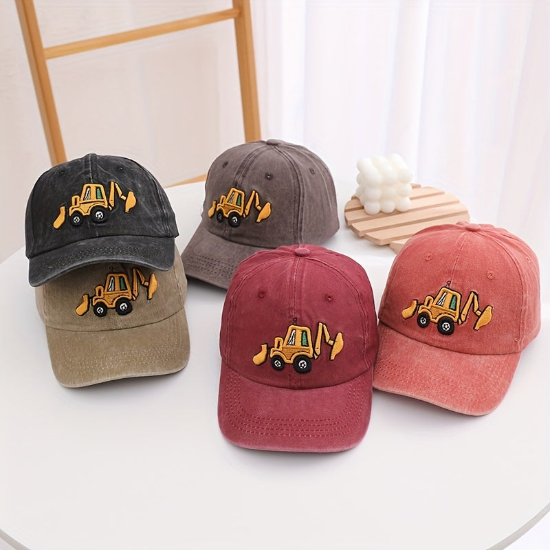 Kids Excavator Embroidered Adjustable Baseball Cap Sun Screen Sport Hat
