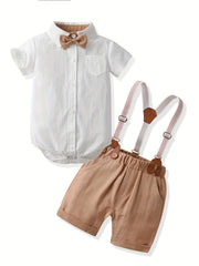 Baby Boy Gentleman Style Romper & Shorts Suit