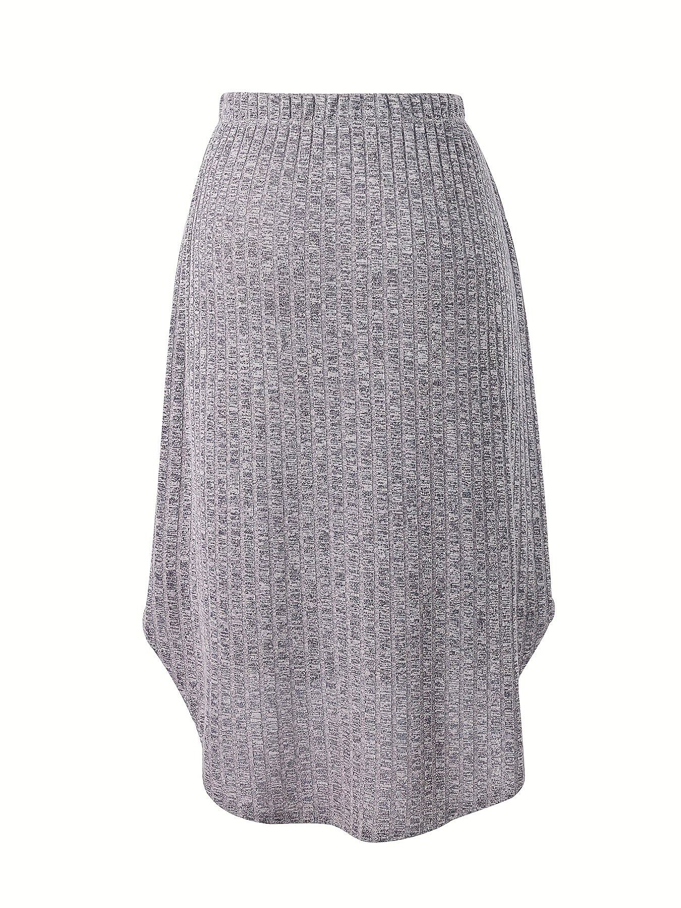 Solid Elastic Waist Skirt Casual High Waist Skirt For Spring & Summer