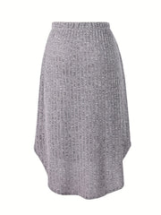 Solid Elastic Waist Skirt Casual High Waist Skirt For Spring & Summer