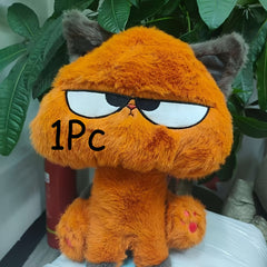 Cartoon Cat Plush Toy with Glasses Soft Polyester Stuffed Animal Light Beige