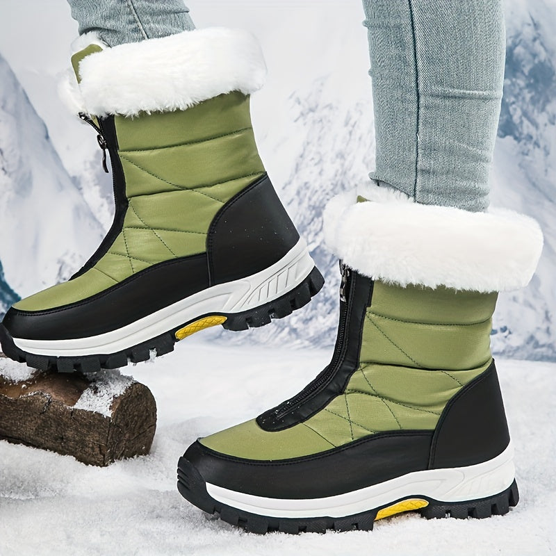 Women's Snow Boots Non Slip Warm Zipper Platform High Tube Boots