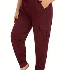 Tie Waist Active Cargo Joggers With Pockets