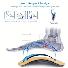 Arch Correcting Insoles Yellow Leather Arch Half Cushion Flat Foot Insoles