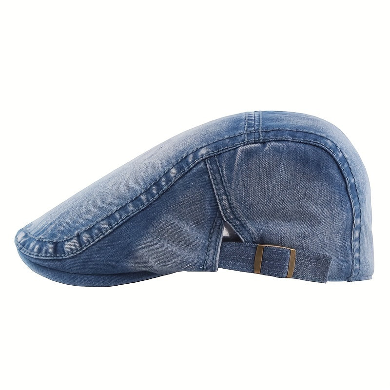 Men's Denim Newsboy Cap Casual Cabbie Beret