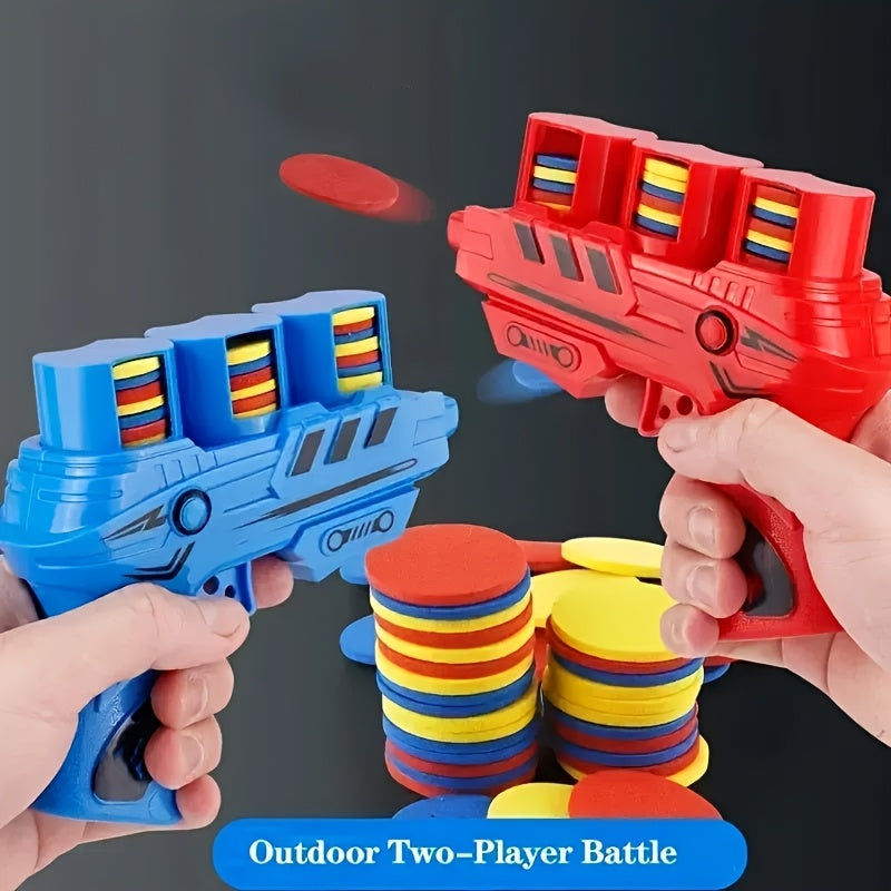 2pcs Soft Bullet Flying Disc Gun for Dual Player Battle Toy Gun Themed Party