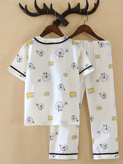 Toddler Pajamas Set Summer Short Sleeve T-shirt & Car Printed Trousers