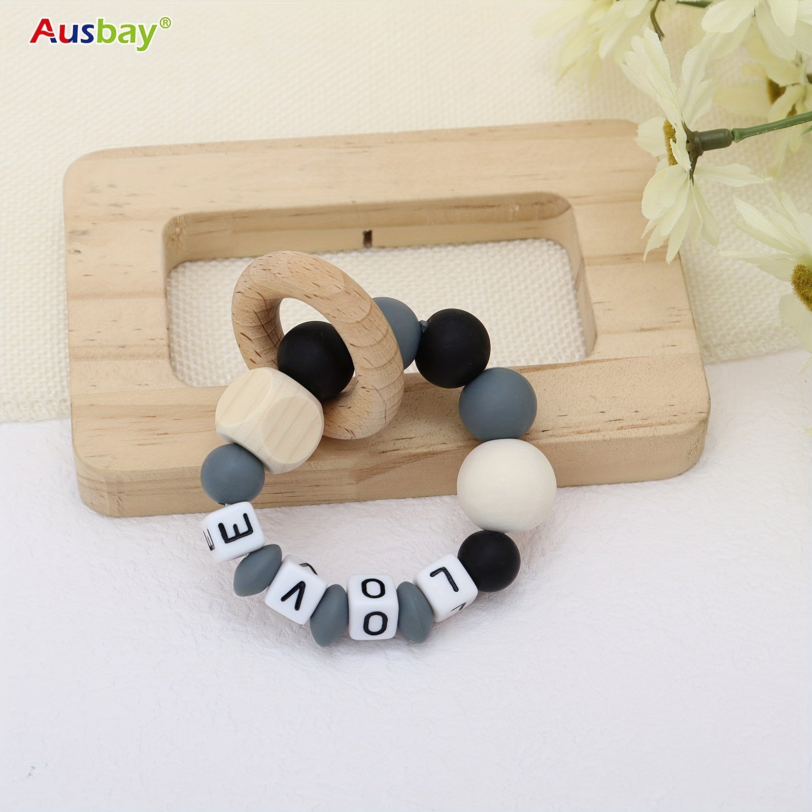 2pcs Personalized Baby Grey Dummy Clip Baby Accessories With Name