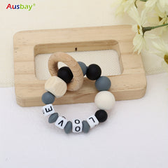 2pcs Personalized Baby Grey Dummy Clip Baby Accessories With Name
