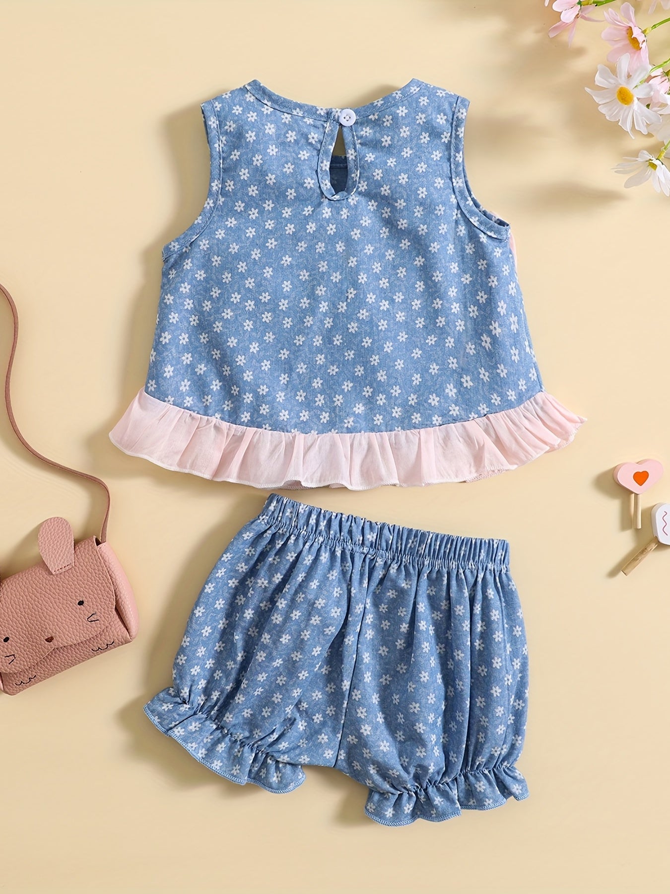 Baby Girls Crop Top and Shorts Set with Bows