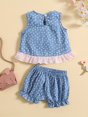 Baby Girls Crop Top and Shorts Set with Bows