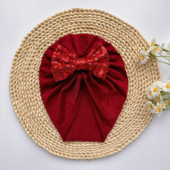 Baby Sequin Bowknot Turban Soft Elastic Hat