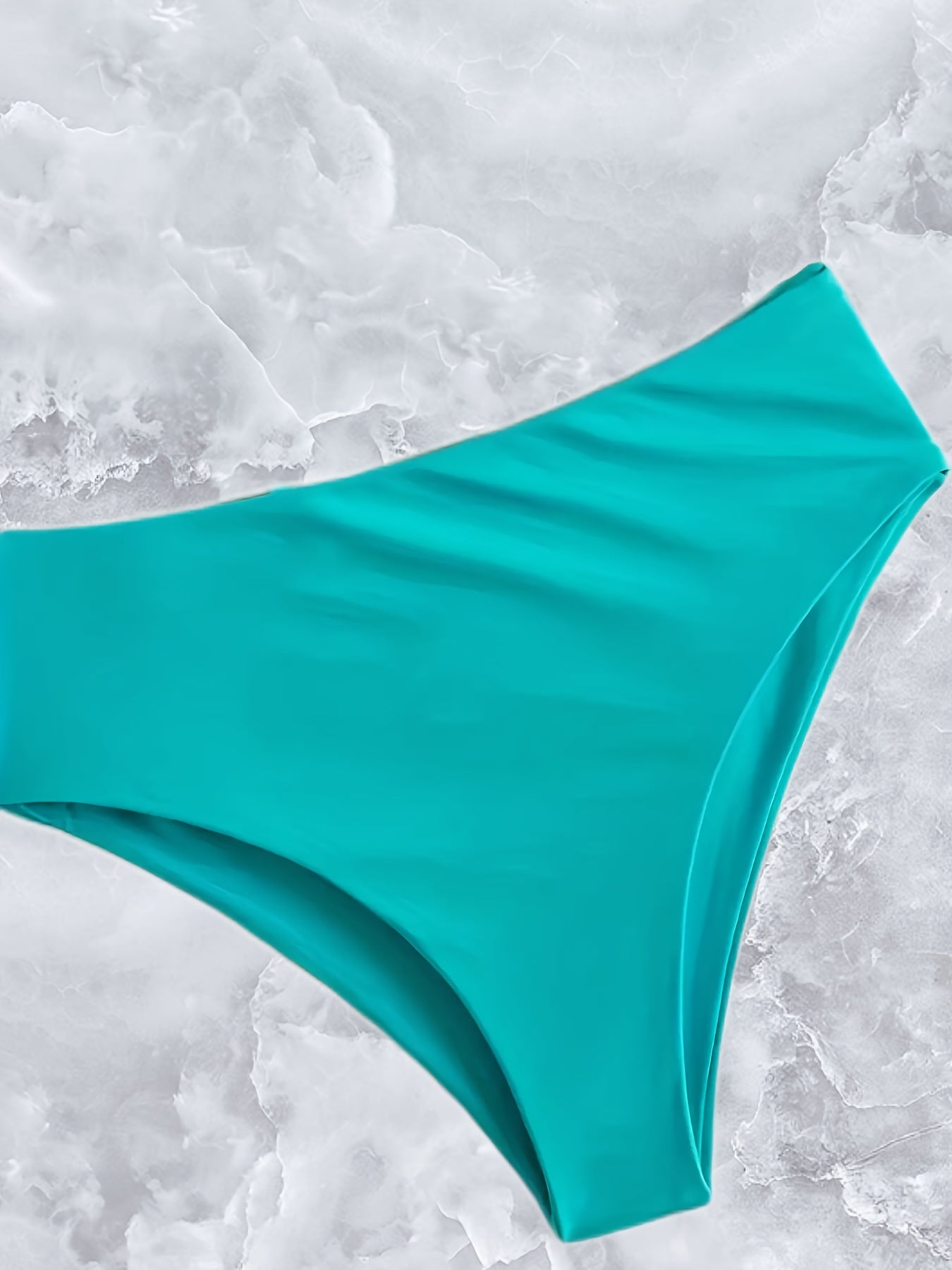 Lake Lace Up Bandeau 2 Piece Set Bikini Solid High Waist Swimsuit