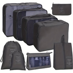 9pcs Luggage Packing Organizer Set Dacron Lightweight Toiletry Packing Cubes