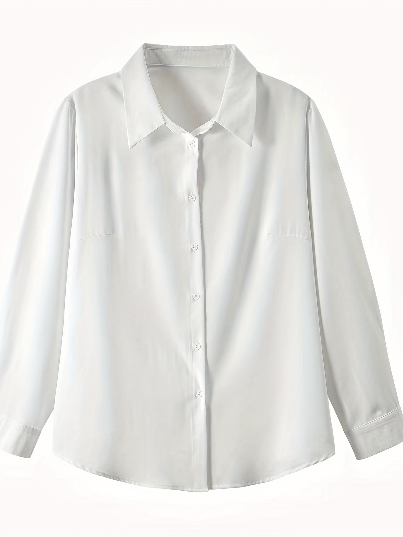 Basic T shirt Women's Plus Plain Button Up Long Sleeve