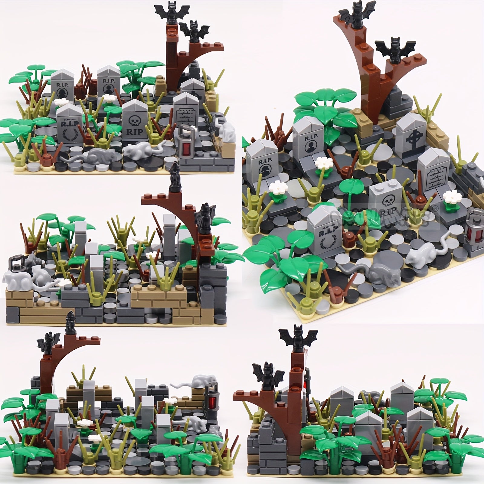 Marumine Halloween Building Blocks Set 265pcs Cemetery Tombstone Mosaic Toy