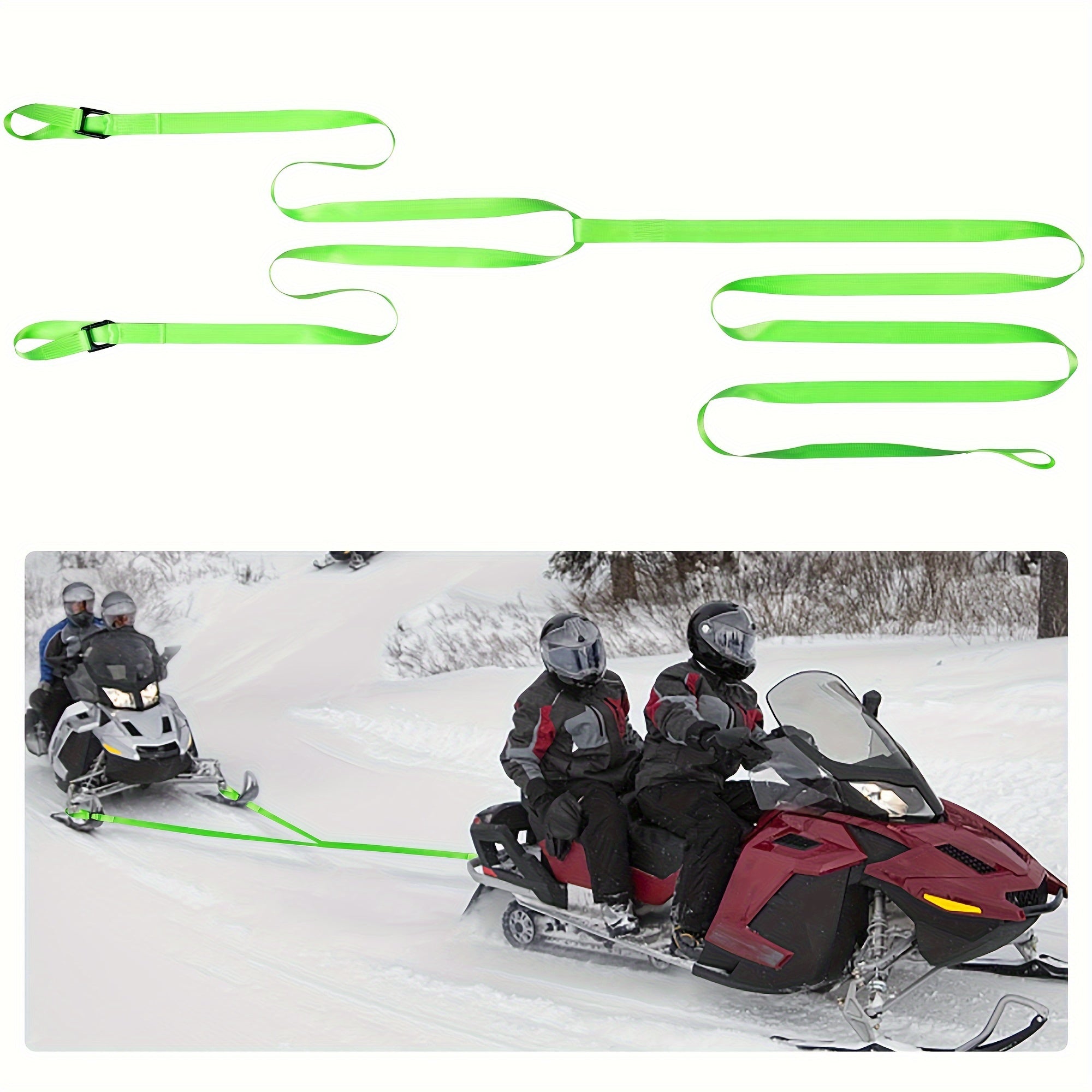 Heavy Snowmobile Tow Strap w/ Two Hook Emergency Off Tow Rope Snowmobile Accesso
